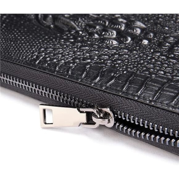 Genuine Leather Cool Long Wallets for Men Personalized Zip Around Wallet Black - Picture 1 of 7